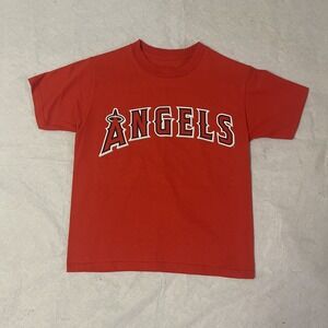 Mens MLB Team T Shirt Short Sleeve Red Los Angeles Angels Size small